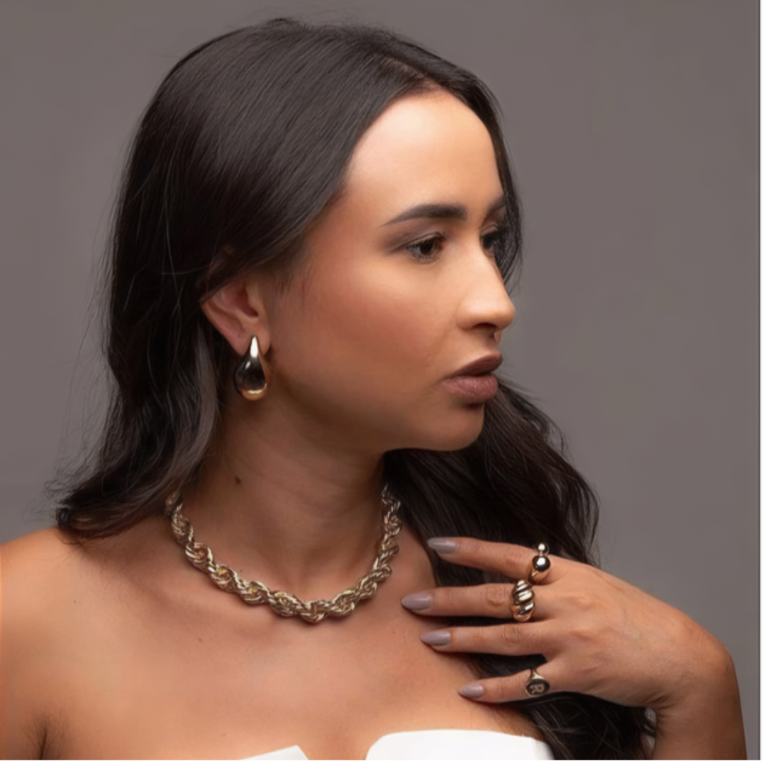 Brinco Gota Bold Tendência Banhado a Ouro 18K