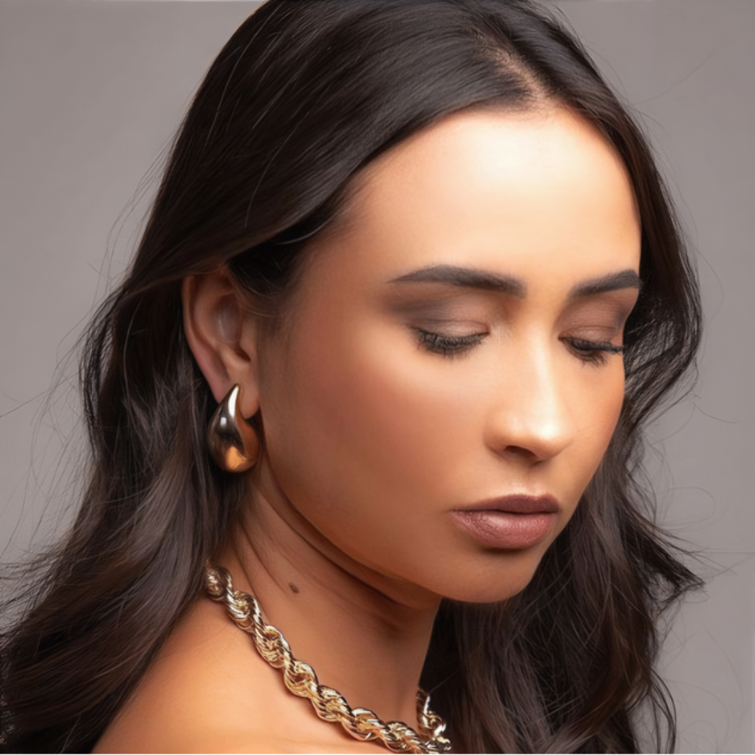 Brinco Gota Bold Tendência Banhado a Ouro 18K